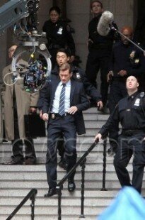 Denis Leary on set in New York