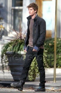 Andrew Garfield on set in New York